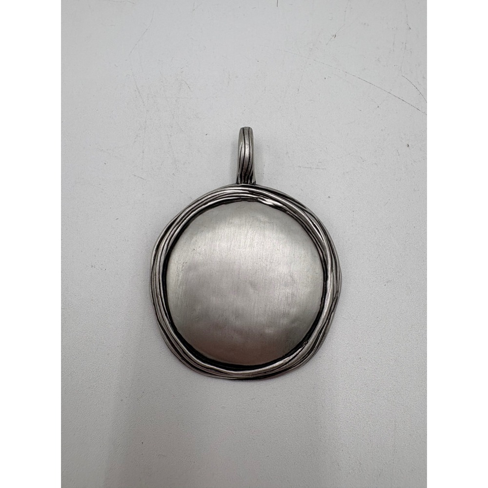 Premier Designs Jewelry 2" Round Silver Tone Necklace Circle Statement Pendant